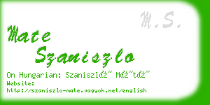 mate szaniszlo business card